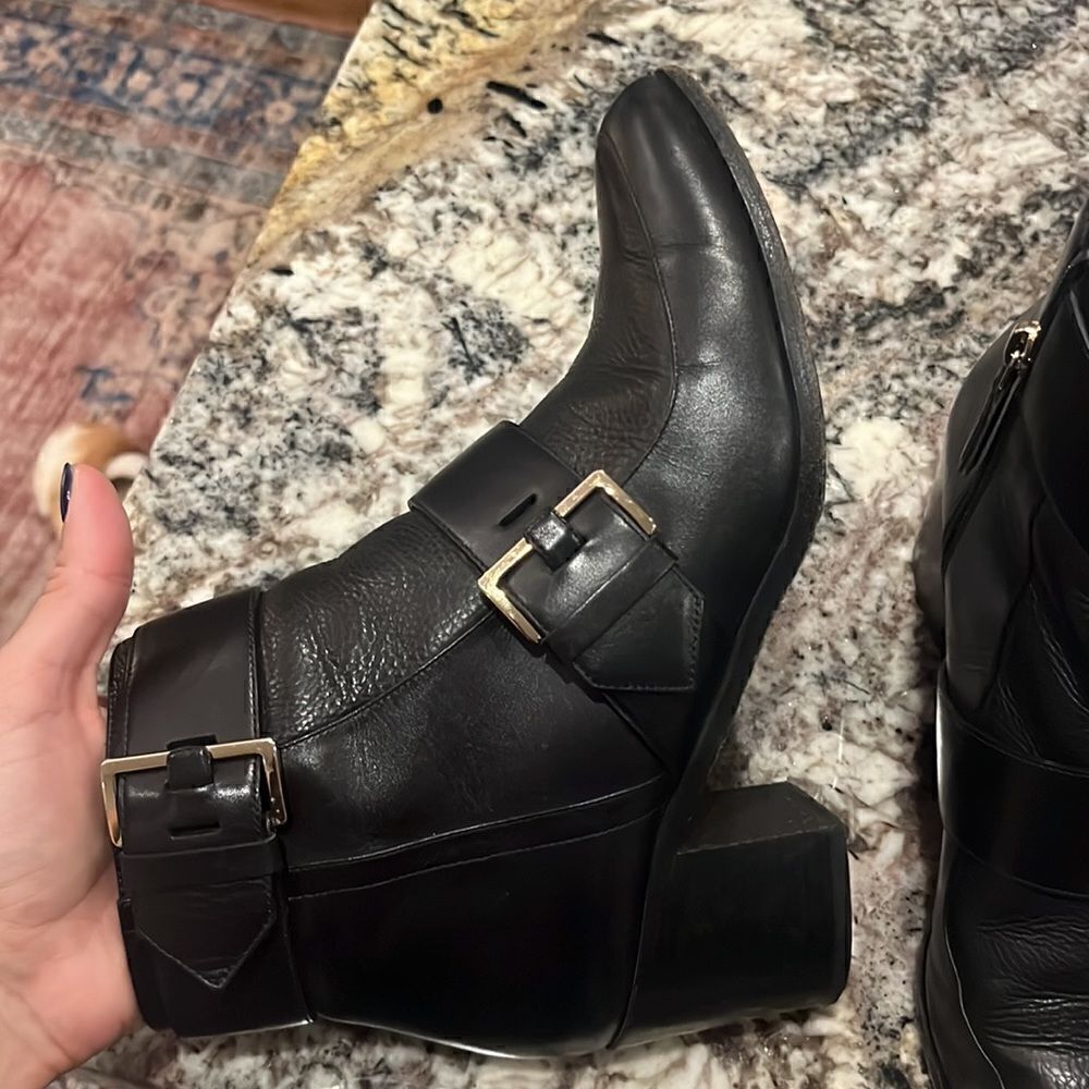 Jason Wu Double Buckle Pointed Toe Leather Booties - Picture 5 of 12